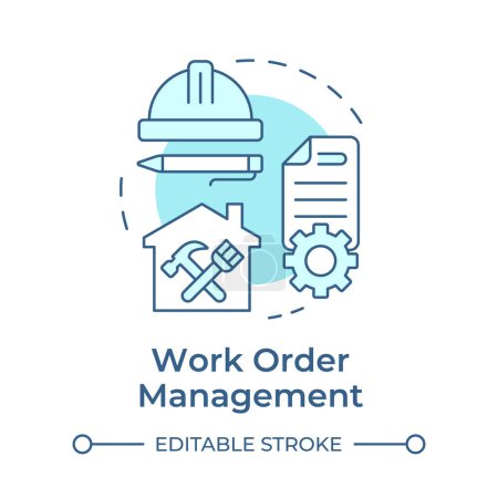 Work order management soft blue concept icon. Operational efficiency, prioritization. Round shape line illustration. Abstract idea. Graphic design. Easy to use in infographic, presentation