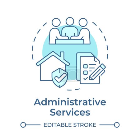 Administrative services soft blue concept icon. Hoa management, financial administration. Round shape line illustration. Abstract idea. Graphic design. Easy to use in infographic, presentation