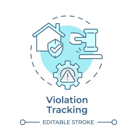 Violation tracking soft blue concept icon. Public safety, property security. Hoa management. Round shape line illustration. Abstract idea. Graphic design. Easy to use in infographic, presentation