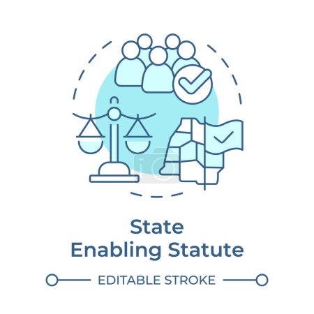 Illustration for State enabling statute soft blue concept icon. Regulatory compliance, legal document. Round shape line illustration. Abstract idea. Graphic design. Easy to use in infographic, presentation - Royalty Free Image