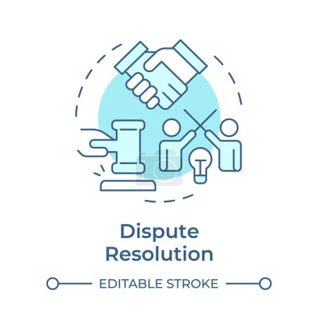 Dispute resolution soft blue concept icon. Conflict management, meeting presentation. Round shape line illustration. Abstract idea. Graphic design. Easy to use in infographic, presentation