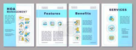HOA management brochure template. Property owners association. Leaflet design with linear icons. Editable 4 vector layouts for presentation, annual reports. Arial-Black, Myriad Pro-Regular fonts used