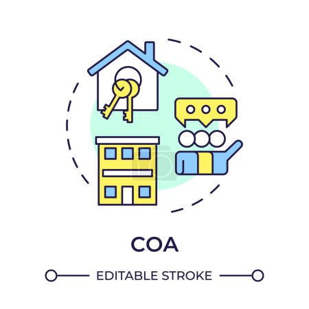 COA multi color concept icon. Association housing, community. Meeting management. Round shape line illustration. Abstract idea. Graphic design. Easy to use in infographic, presentation