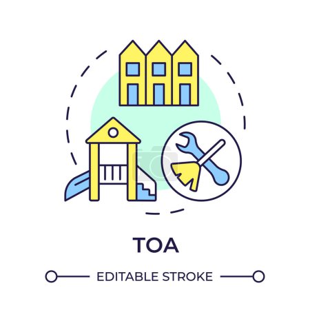 TOA multi color concept icon. Townhome owners association. Property management. Round shape line illustration. Abstract idea. Graphic design. Easy to use in infographic, presentation