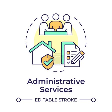 Administrative services multi color concept icon. Hoa management, financial administration. Round shape line illustration. Abstract idea. Graphic design. Easy to use in infographic, presentation