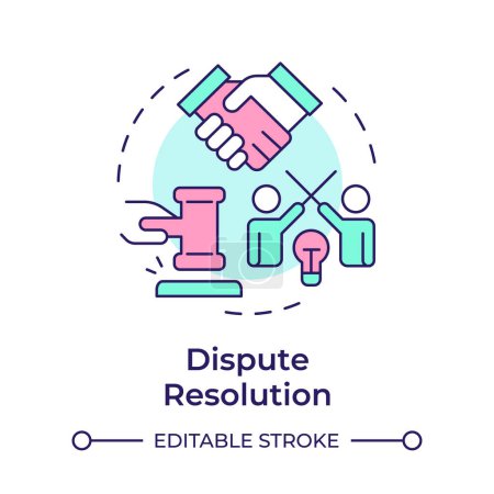 Dispute resolution multi color concept icon. Conflict management, meeting presentation. Round shape line illustration. Abstract idea. Graphic design. Easy to use in infographic, presentation