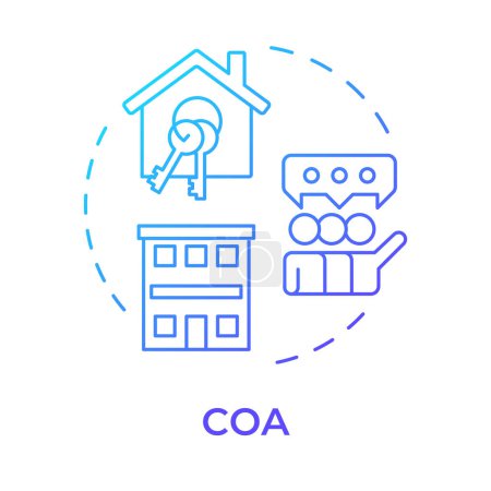 COA blue gradient concept icon. Association housing, community. Meeting management. Round shape line illustration. Abstract idea. Graphic design. Easy to use in infographic, presentation