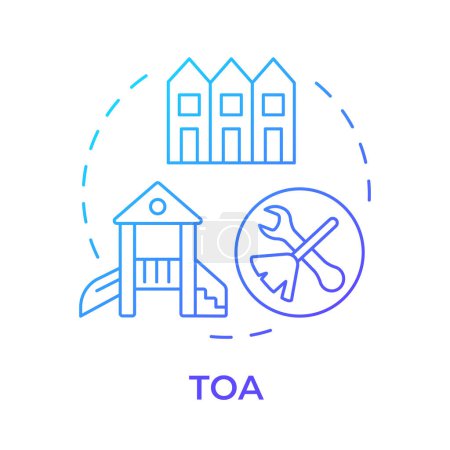 TOA blue gradient concept icon. Townhome owners association. Property management. Round shape line illustration. Abstract idea. Graphic design. Easy to use in infographic, presentation