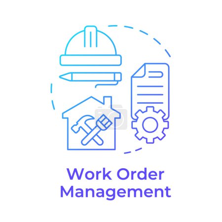 Work order management blue gradient concept icon. Operational efficiency, prioritization. Round shape line illustration. Abstract idea. Graphic design. Easy to use in infographic, presentation