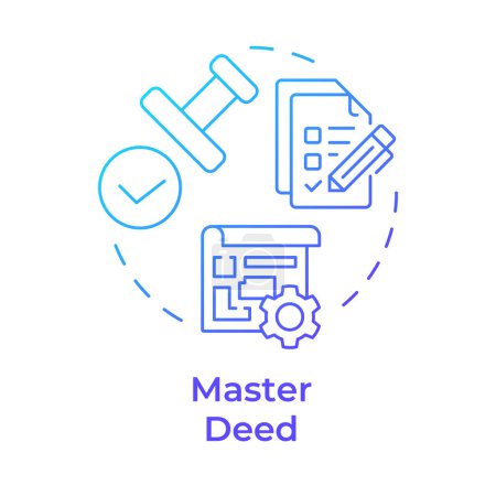 Master deed blue gradient concept icon. Foundational document, ownership rights. Round shape line illustration. Abstract idea. Graphic design. Easy to use in infographic, presentation