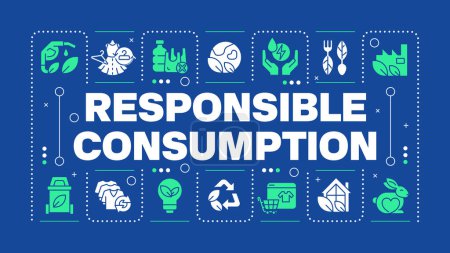 Responsible consumption blue word concept. Eco-conscious practices. Ethical consumerism. Visual communication. Vector art with lettering text, editable glyph icons. Hubot Sans font used