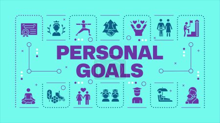 Personal goals light blue word concept. Self improvement. Career advancement. Goal setting. Visual communication. Vector art with lettering text, editable glyph icons. Hubot Sans font used