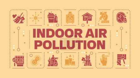 Indoor air pollution light peach word concept. Home air quality. Dust, allergens. Respiratory health. Visual communication. Vector art with lettering text, editable glyph icons. Hubot Sans font used
