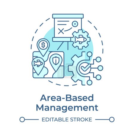 Area-based management soft blue concept icon. Oceanographic map, bathymetry analysis. Round shape line illustration. Abstract idea. Graphic design. Easy to use in infographic, presentation