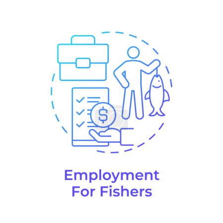 Employment for fishers blue gradient concept icon. Management organization, documentation. Round shape line illustration. Abstract idea. Graphic design. Easy to use in infographic, presentation
