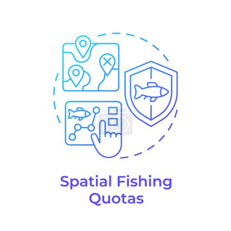 Spatial fishing quotas blue gradient concept icon. Resource management. Marine ecosystem preservation. Round shape line illustration. Abstract idea. Graphic design. Easy to use in infographic