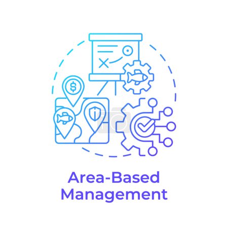 Area-based management blue gradient concept icon. Oceanographic map, bathymetry. Round shape line illustration. Abstract idea. Graphic design. Easy to use in infographic, presentation