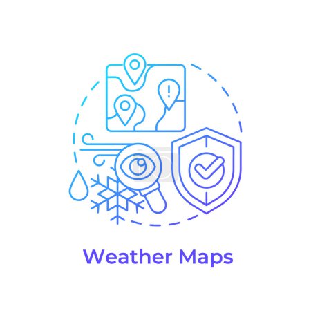 Weather maps blue gradient concept icon. Climate control, atmospheric condition. Round shape line illustration. Abstract idea. Graphic design. Easy to use in infographic, presentation