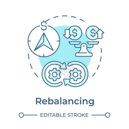 Rebalancing soft blue concept icon. Wealth management, return potential. Finance objective. Round shape line illustration. Abstract idea. Graphic design. Easy to use in infographic, presentation