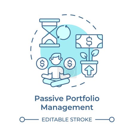Passive portfolio management soft blue concept icon. Long term investment. Income generation, money tree. Round shape line illustration. Abstract idea. Graphic design. Easy to use in infographic