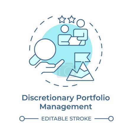 Illustration for Discretionary portfolio management soft blue concept icon. Investment manager, financial strategy. Round shape line illustration. Abstract idea. Graphic design. Easy to use in infographic - Royalty Free Image