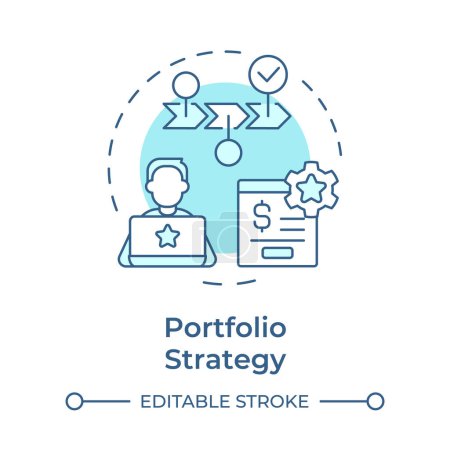 Portfolio strategy soft blue concept icon. Investment professional, wealth management. Round shape line illustration. Abstract idea. Graphic design. Easy to use in infographic, presentation