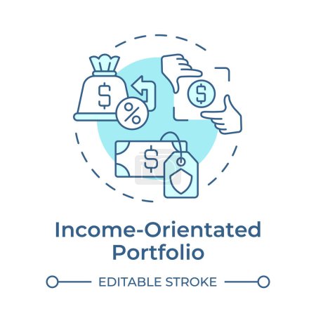 Income-orientated portfolio soft blue concept icon. Profit generation, interest rate. Round shape line illustration. Abstract idea. Graphic design. Easy to use in infographic, presentation