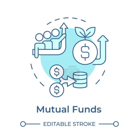 Mutual funds soft blue concept icon. Asset management, investment bonds. Business teamwork. Round shape line illustration. Abstract idea. Graphic design. Easy to use in infographic, presentation