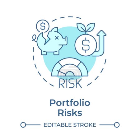 Portfolio risks soft blue concept icon. Investment allocation, organization. Wealth management. Round shape line illustration. Abstract idea. Graphic design. Easy to use in infographic, presentation