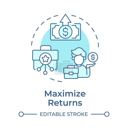 Maximize returns soft blue concept icon. Asset management, fund manager. Income generation. Round shape line illustration. Abstract idea. Graphic design. Easy to use in infographic, presentation