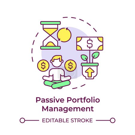 Passive portfolio management multi color concept icon. Long term investment. Income generation, money tree. Round shape line illustration. Abstract idea. Graphic design. Easy to use in infographic