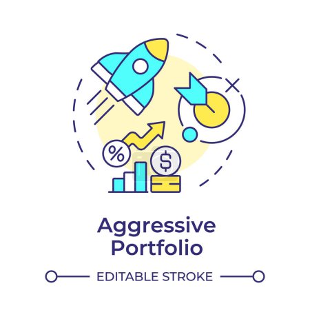 Aggressive portfolio multi color concept icon. Interest rate, asset allocation. Round shape line illustration. Abstract idea. Graphic design. Easy to use in infographic, presentation