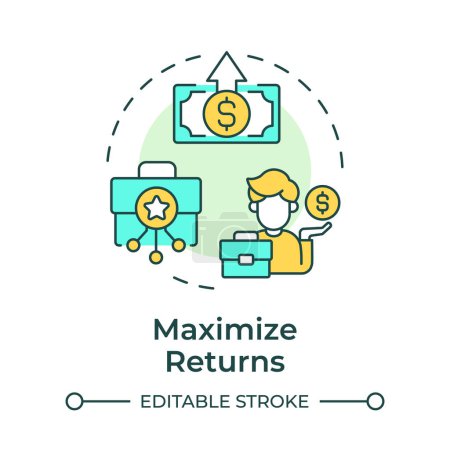 Maximize returns multi color concept icon. Asset management, fund manager. Income generation. Round shape line illustration. Abstract idea. Graphic design. Easy to use in infographic, presentation