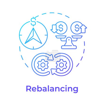 Rebalancing blue gradient concept icon. Wealth management, return potential. Finance objective. Round shape line illustration. Abstract idea. Graphic design. Easy to use in infographic, presentation