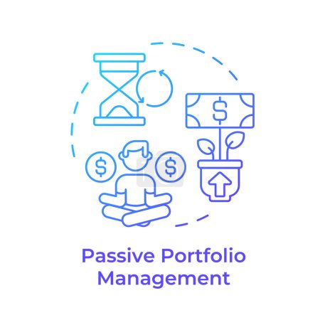 Passive portfolio management blue gradient concept icon. Investissements à long terme. Génération de revenus, arbre à argent. Illustration de forme ronde. Idée abstraite. Conception graphique. Facile à utiliser dans l'infographie