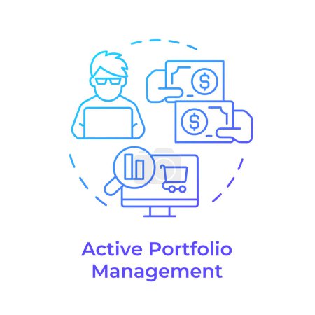 Active portfolio management blue gradient concept icon. Financial advisor, stock trader. Round shape line illustration. Abstract idea. Graphic design. Easy to use in infographic, presentation