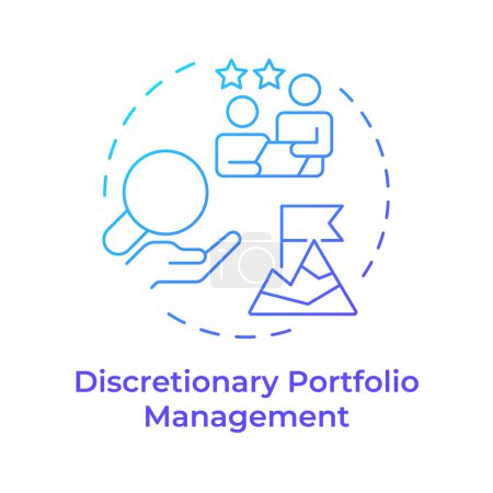 Discretionary portfolio management blue gradient concept icon. Investment manager, financial strategy. Round shape line illustration. Abstract idea. Graphic design. Easy to use in infographic