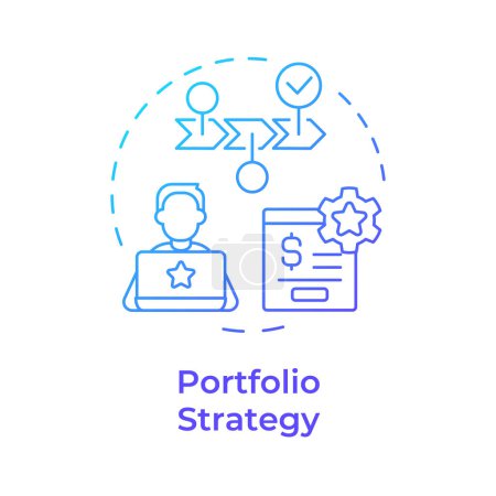 Portfolio strategy blue gradient concept icon. Investment professional, wealth management. Round shape line illustration. Abstract idea. Graphic design. Easy to use in infographic, presentation
