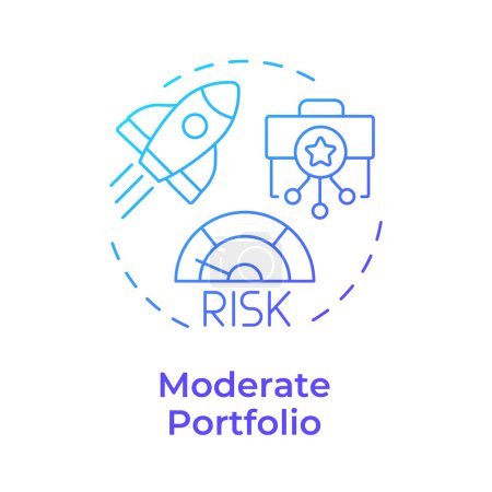 Moderate portfolio blue gradient concept icon. Investment organization, rocket progress. Risk management. Round shape line illustration. Abstract idea. Graphic design. Easy to use in infographic