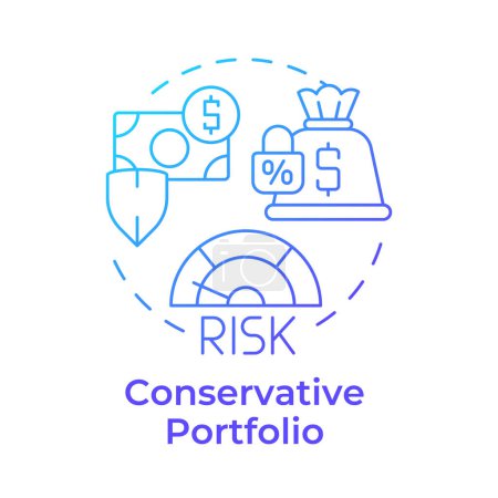 Conservative portfolio blue gradient concept icon. Low risk, earnings stability. Round shape line illustration. Abstract idea. Graphic design. Easy to use in infographic, presentation