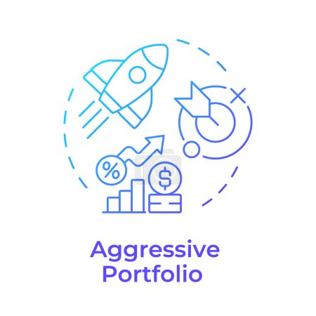 Aggressive portfolio blue gradient concept icon. Interest rate, asset allocation. Round shape line illustration. Abstract idea. Graphic design. Easy to use in infographic, presentation