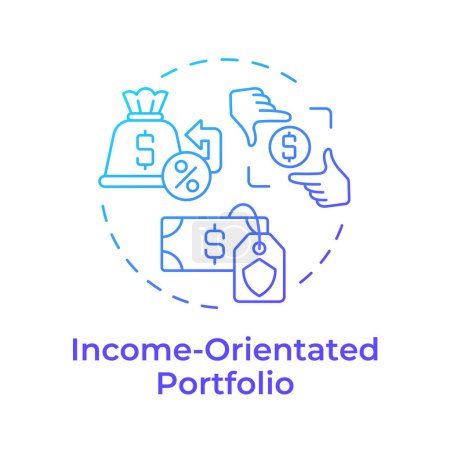 Income-orientated portfolio blue gradient concept icon. Profit generation, interest rate. Round shape line illustration. Abstract idea. Graphic design. Easy to use in infographic, presentation