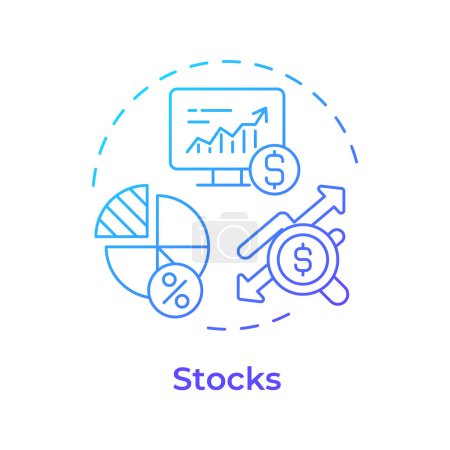 Stocks blue gradient concept icon. Financial diversification, investing shares. Round shape line illustration. Abstract idea. Graphic design. Easy to use in infographic, presentation