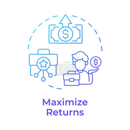 Maximize returns blue gradient concept icon. Asset management, fund manager. Income generation. Round shape line illustration. Abstract idea. Graphic design. Easy to use in infographic, presentation