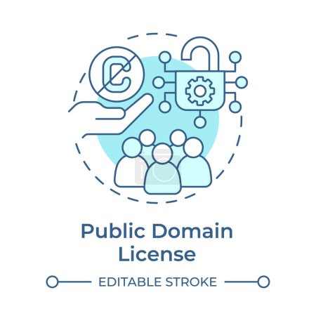 Public domain license soft blue concept icon. Open source software. Community organization. Round shape line illustration. Abstract idea. Graphic design. Easy to use in infographic, presentation