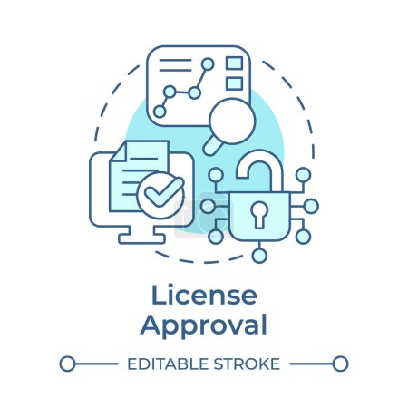 License approval soft blue concept icon. Software validation, certification documents. Round shape line illustration. Abstract idea. Graphic design. Easy to use in infographic, presentation