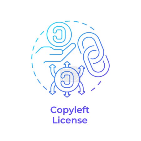 Copyleft license blue gradient concept icon. Copyright protection, intellectual property. Round shape line illustration. Abstract idea. Graphic design. Easy to use in infographic, presentation