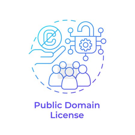 Public domain license blue gradient concept icon. Open source software. Community organization. Round shape line illustration. Abstract idea. Graphic design. Easy to use in infographic, presentation