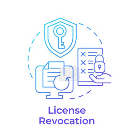License revocation blue gradient concept icon. Access protection, agreement document. Round shape line illustration. Abstract idea. Graphic design. Easy to use in infographic, presentation