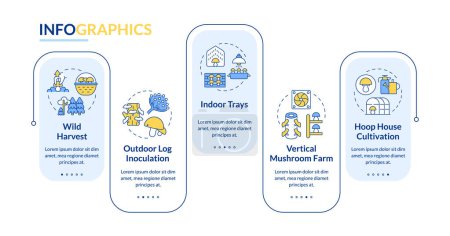 Cultivation techniques blue rectangle infographic template. Data visualization with 5 steps. Editable timeline info chart. Workflow layout with line icons. Lato-Bold, Regular fonts used